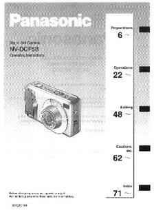 Panasonic NV DCF5 B manual. Camera Instructions.