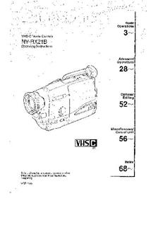 Panasonic NV RX 21 B manual. Camera Instructions.