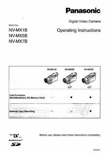 Panasonic NV MX 1 B manual. Camera Instructions.