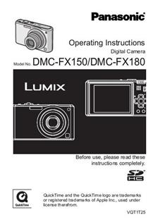 Panasonic Lumix FX150 manual. Camera Instructions.