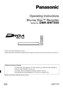 Panasonic DMR BWT 850 Printed Manual