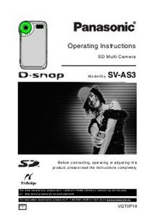 Panasonic SV AS3 manual. Camera Instructions.