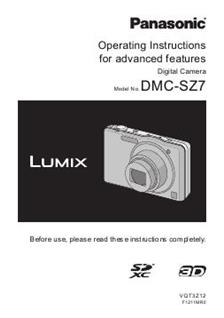 Panasonic Lumix SZ7 manual. Camera Instructions.