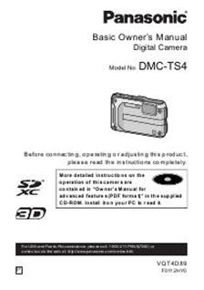 Panasonic Lumix TS4 manual. Camera Instructions.