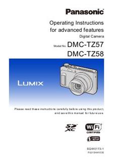 Panasonic Lumix TZ57 manual. Camera Instructions.