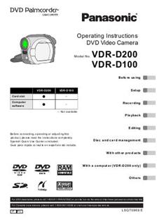 Panasonic VDR D 100 manual. Camera Instructions.