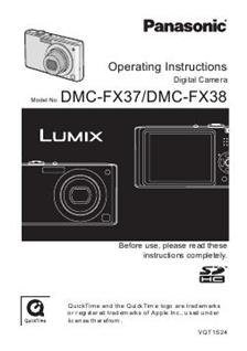 Panasonic Lumix FX38 manual. Camera Instructions.