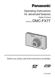 Panasonic Lumix FX77 manual. Camera Instructions.