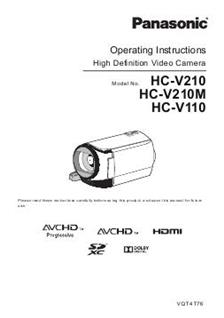 Panasonic HC V210 manual. Camera Instructions.