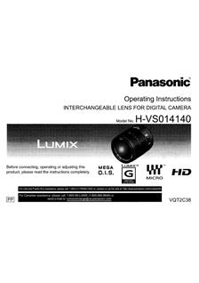 Panasonic H-VSO 14140E manual. Camera Instructions.