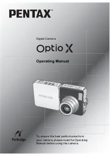 Pentax Optio X manual. Camera Instructions.