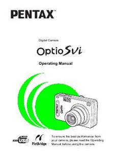 Pentax Optio SV i manual. Camera Instructions.