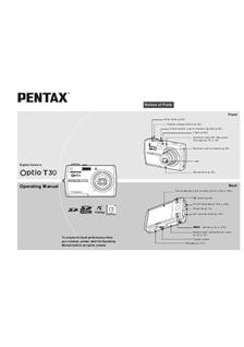 Pentax Optio T30 manual. Camera Instructions.