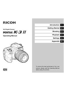 Pentax K 3 II manual. Camera Instructions.