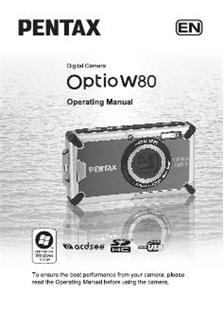 Pentax Optio W80 manual. Camera Instructions.