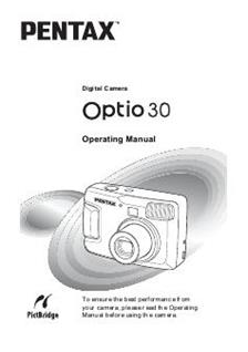 Pentax Optio 30 manual. Camera Instructions.