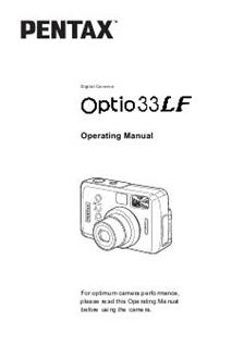 Pentax Optio 33 LF manual. Camera Instructions.