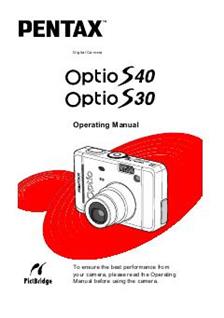 Pentax Optio S30 Printed Manual