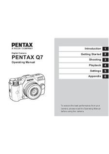 Pentax Q 7 manual. Camera Instructions.