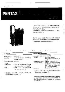 Pentax Motors manual. Camera Instructions.