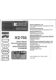 Ricoh RZ 735 manual. Camera Instructions.