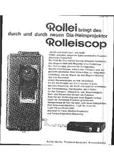 Rollei Rolleiscop manual. Camera Instructions.