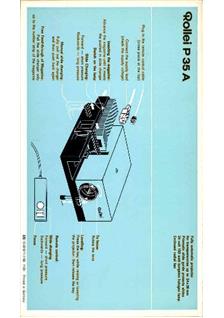 Rollei P 35 A manual. Camera Instructions.