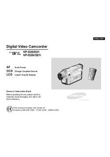 Samsung VP D 21 manual. Camera Instructions.