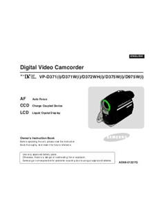 Samsung VP D 375 W manual. Camera Instructions.