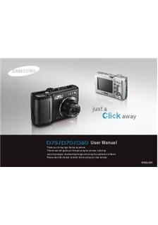 Samsung D 75 manual. Camera Instructions.