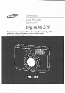 Samsung Digimax 200 manual. Camera Instructions.