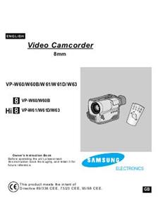 Samsung VP W 61 manual. Camera Instructions.