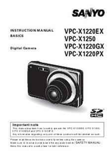 Sanyo VPC X 1220 EX manual. Camera Instructions.