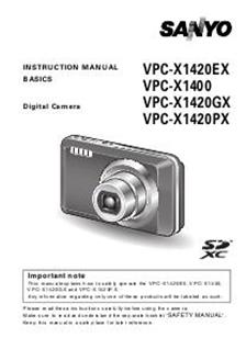 Sanyo VPC X 1420 EX manual. Camera Instructions.
