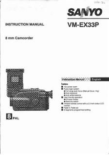 Sanyo VM EX 33 P manual. Camera Instructions.