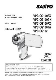 Sanyo VPC CG 102 manual. Camera Instructions.