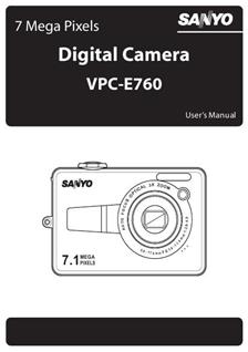 Sanyo VPC E 760 manual. Camera Instructions.