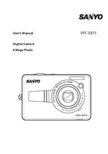 Sanyo VPC E 875 manual. Camera Instructions.