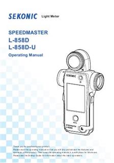 Sekonic L 858D manual. Camera Instructions.