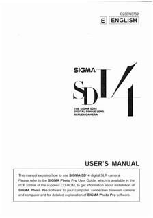 Sigma SD 14 manual. Camera Instructions.