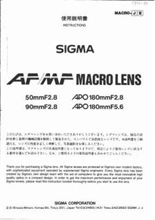 Sigma 90/2.8 manual. Camera Instructions.