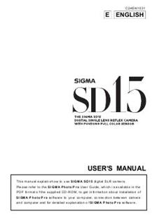 Sigma SD 15 manual. Camera Instructions.