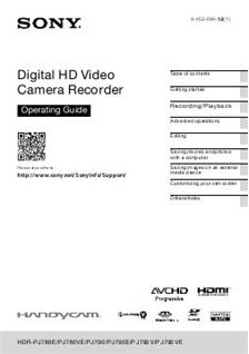 Sony HDR PJ 790VE manual. Camera Instructions.