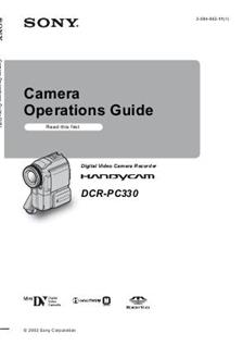 Sony DCR PC 330 E manual. Camera Instructions.