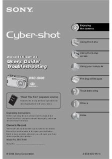 Sony Cyber-shot S600 manual. Camera Instructions.