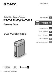 Sony DCR PC 55 E manual. Camera Instructions.