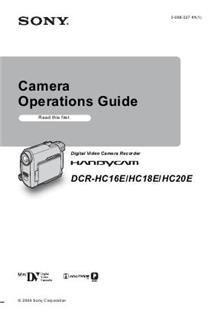 Sony DCR HC 18 E manual. Camera Instructions.