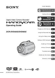 Sony DCR DVD 905 E manual. Camera Instructions.