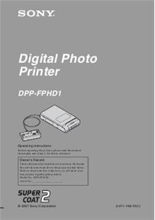 Sony DPP FRH D1 manual. Camera Instructions.