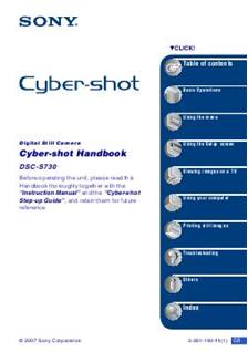 Sony Cyber-shot S730 manual. Camera Instructions.